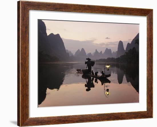 Traditional Chinese Fisherman with Cormorants, Li River, Guilin, China-Adam Jones-Framed Photographic Print