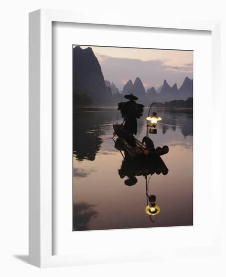 Traditional Chinese Fisherman with Cormorants, Li River, Guilin, China-Adam Jones-Framed Photographic Print