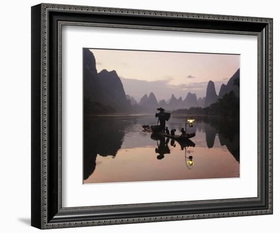 Traditional Chinese Fisherman with Cormorants, Li River, Guilin, China-Adam Jones-Framed Photographic Print