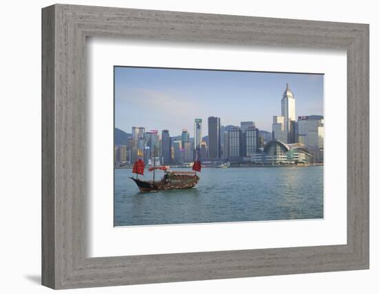 Traditional Chinese junk boat for tourists on Victoria Harbour, Hong Kong, China, Asia-Fraser Hall-Framed Photographic Print