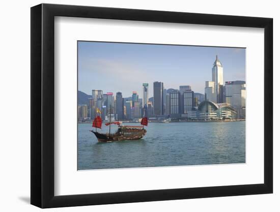 Traditional Chinese junk boat for tourists on Victoria Harbour, Hong Kong, China, Asia-Fraser Hall-Framed Photographic Print