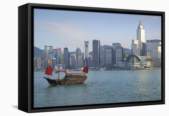 Traditional Chinese junk boat for tourists on Victoria Harbour, Hong Kong, China, Asia-Fraser Hall-Framed Premier Image Canvas