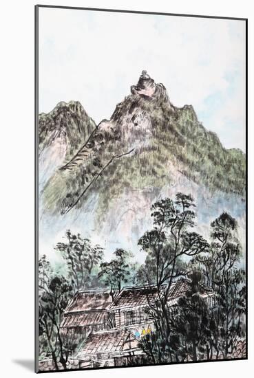 Traditional Chinese Painting , Landscape-aslysun-Mounted Art Print