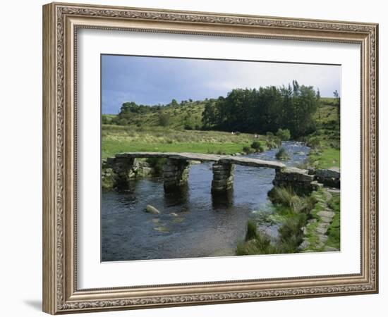 Traditional Clapper Bridge at Postbridge, Dartmoor, Devon, England, United Kingdom, Europe-Woolfitt Adam-Framed Photographic Print