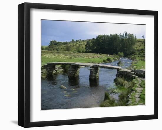 Traditional Clapper Bridge at Postbridge, Dartmoor, Devon, England, United Kingdom, Europe-Woolfitt Adam-Framed Photographic Print