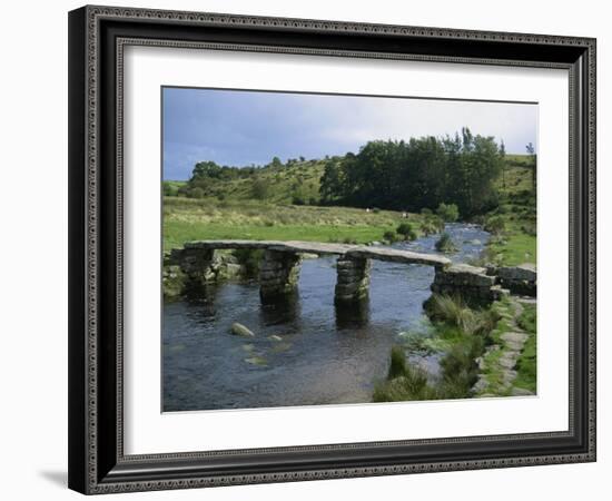 Traditional Clapper Bridge at Postbridge, Dartmoor, Devon, England, United Kingdom, Europe-Woolfitt Adam-Framed Photographic Print