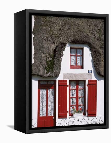 Traditional Cottage Detail, La Grande Briere, Morbihan, Brittany, France-Michael Busselle-Framed Premier Image Canvas