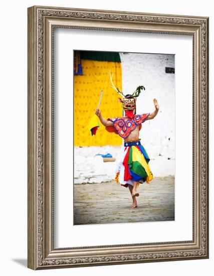 Traditional Dancer at the Paro Festival, Paro, Bhutan, Asia-Jordan Banks-Framed Photographic Print