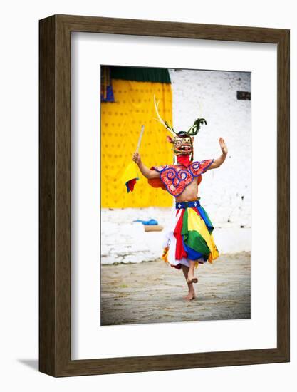 Traditional Dancer at the Paro Festival, Paro, Bhutan, Asia-Jordan Banks-Framed Photographic Print