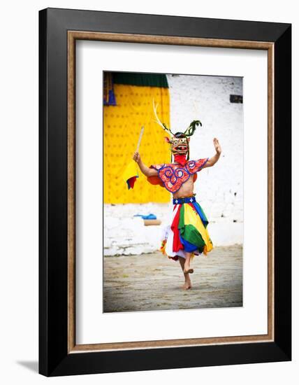 Traditional Dancer at the Paro Festival, Paro, Bhutan, Asia-Jordan Banks-Framed Photographic Print