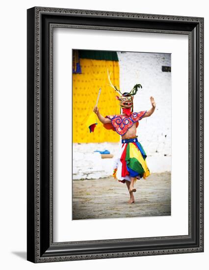 Traditional Dancer at the Paro Festival, Paro, Bhutan, Asia-Jordan Banks-Framed Photographic Print