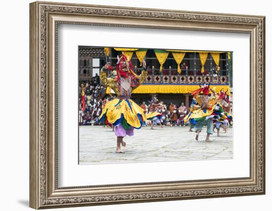 Traditional Dancers at the Paro Festival, Paro, Bhutan, Asia-Jordan Banks-Framed Photographic Print