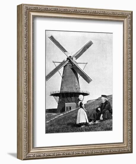 Traditional Dutch Scene with Windmill, Holland, 1936-Donald Mcleish-Framed Giclee Print