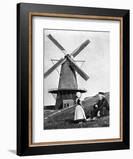 Traditional Dutch Scene with Windmill, Holland, 1936-Donald Mcleish-Framed Giclee Print