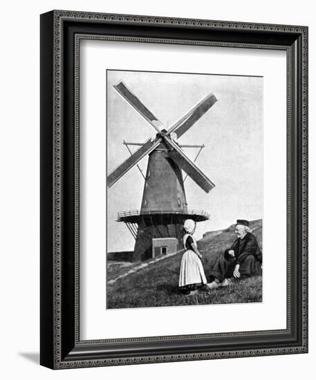 Traditional Dutch Scene with Windmill, Holland, 1936-Donald Mcleish-Framed Giclee Print