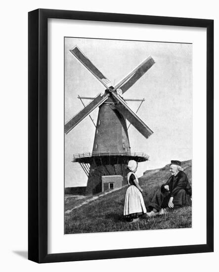 Traditional Dutch Scene with Windmill, Holland, 1936-Donald Mcleish-Framed Giclee Print