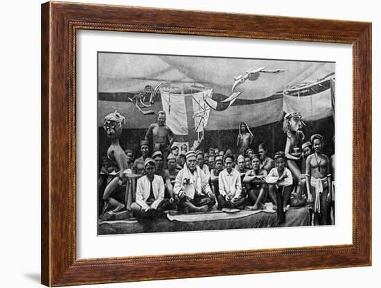 Traditional Enemies Assembled at a Peace Conference in Claudetown, Sarawak, C1899-Charles Hose-Framed Giclee Print