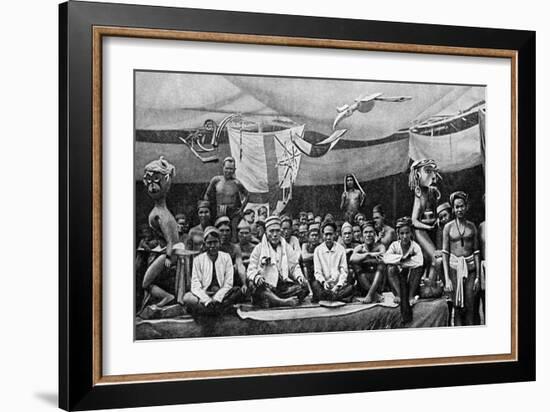 Traditional Enemies Assembled at a Peace Conference in Claudetown, Sarawak, C1899-Charles Hose-Framed Giclee Print