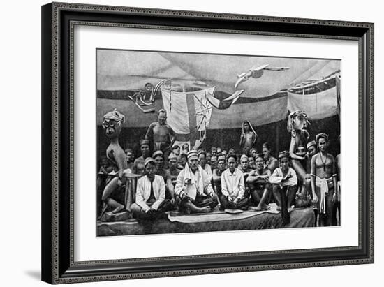 Traditional Enemies Assembled at a Peace Conference in Claudetown, Sarawak, C1899-Charles Hose-Framed Giclee Print