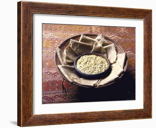 Traditional Ethiopian Breakfast of Wat, a Stew of Chick Peas and Injera, a Flat Sourdough Bread-John Dominis-Framed Photographic Print