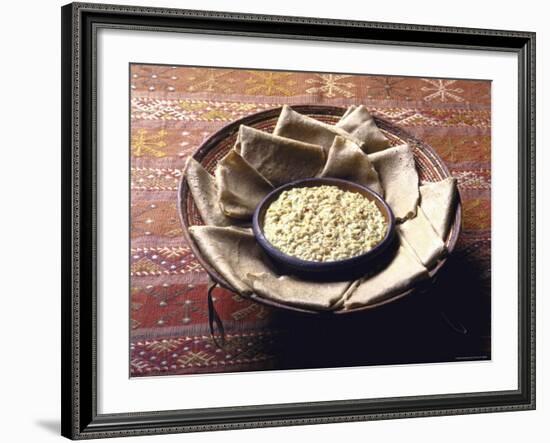 Traditional Ethiopian Breakfast of Wat, a Stew of Chick Peas and Injera, a Flat Sourdough Bread-John Dominis-Framed Photographic Print