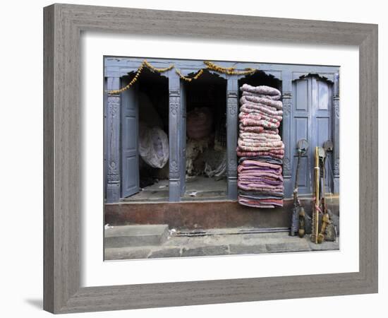 Traditional Fabric Shop in Kathmandu, Nepal, Asia-John Woodworth-Framed Photographic Print