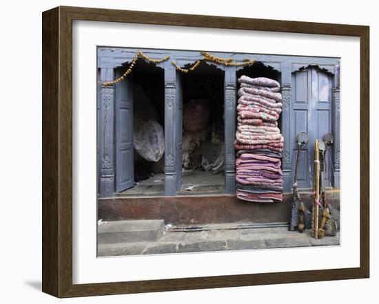 Traditional Fabric Shop in Kathmandu, Nepal, Asia-John Woodworth-Framed Photographic Print