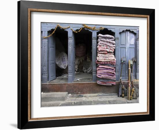 Traditional Fabric Shop in Kathmandu, Nepal, Asia-John Woodworth-Framed Photographic Print