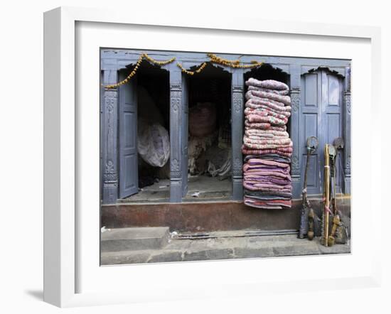 Traditional Fabric Shop in Kathmandu, Nepal, Asia-John Woodworth-Framed Photographic Print