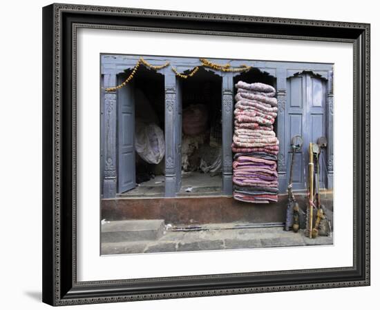 Traditional Fabric Shop in Kathmandu, Nepal, Asia-John Woodworth-Framed Photographic Print