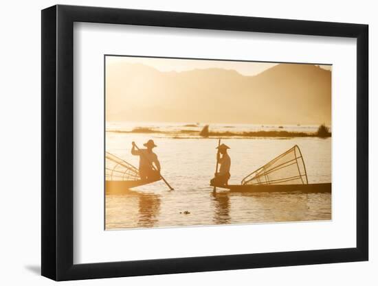 Traditional Fisherman on Inle Lake, Shan State, Myanmar (Burma), Asia-Jordan Banks-Framed Photographic Print