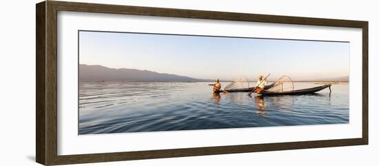 Traditional Fisherman on Inle Lake, Shan State, Myanmar (Burma), Asia-Jordan Banks-Framed Photographic Print