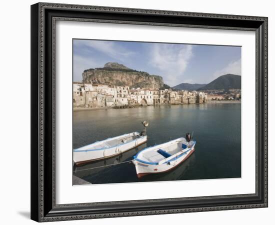 Traditional Fishing Boats and Fishermens Houses, Cefalu, Sicily, Italy, Europe-Martin Child-Framed Photographic Print