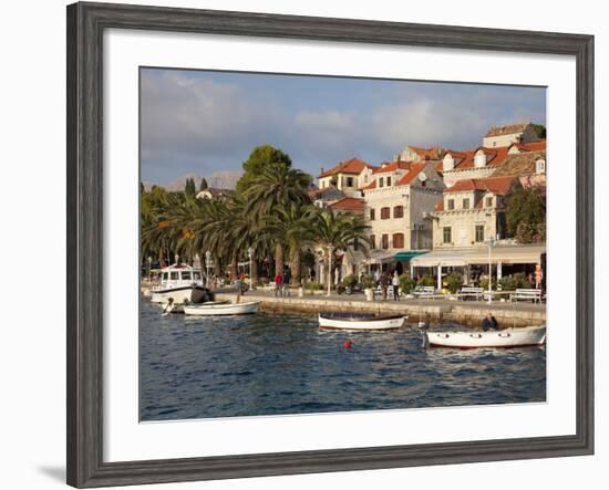 Traditional Fishing Boats and Waterfront, Cavtat, Dalmatia, Croatia, Europe-Martin Child-Framed Photographic Print