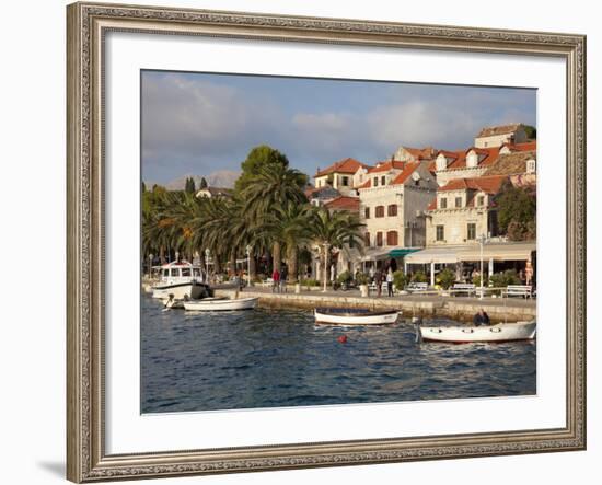 Traditional Fishing Boats and Waterfront, Cavtat, Dalmatia, Croatia, Europe-Martin Child-Framed Photographic Print