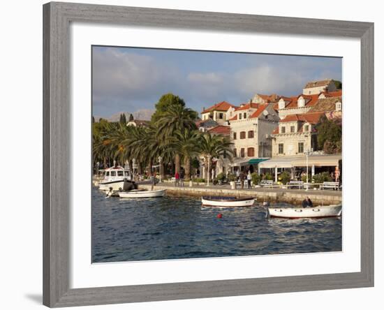 Traditional Fishing Boats and Waterfront, Cavtat, Dalmatia, Croatia, Europe-Martin Child-Framed Photographic Print