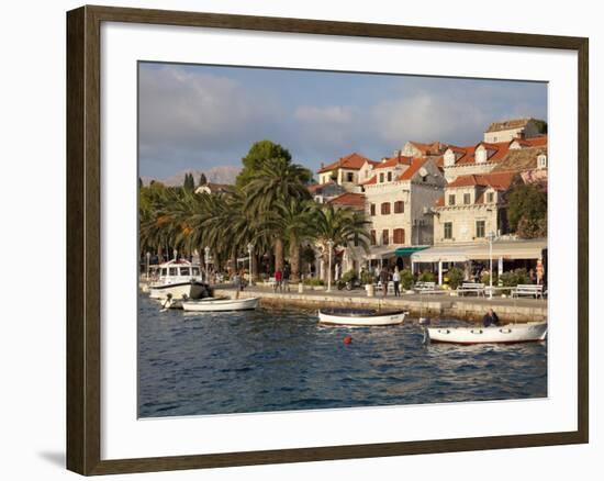 Traditional Fishing Boats and Waterfront, Cavtat, Dalmatia, Croatia, Europe-Martin Child-Framed Photographic Print