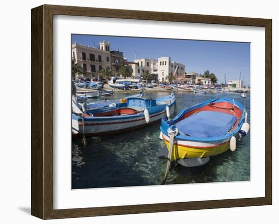 Traditional Fishing Boats, Harbour, Mondello, Palermo, Sicily, Italy, Mediterranean, Europe-Martin Child-Framed Photographic Print