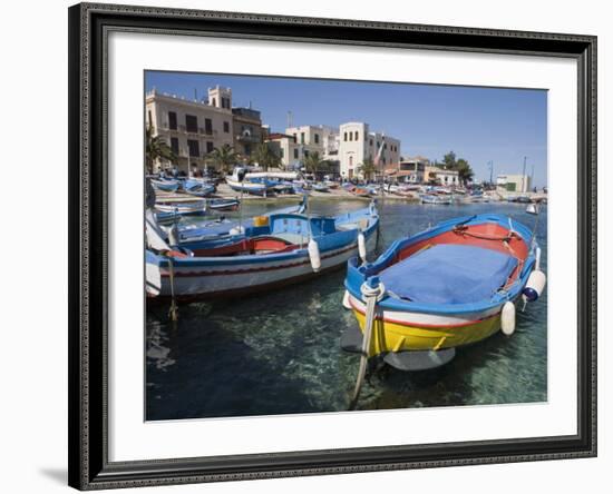 Traditional Fishing Boats, Harbour, Mondello, Palermo, Sicily, Italy, Mediterranean, Europe-Martin Child-Framed Photographic Print