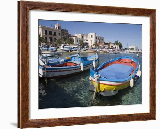 Traditional Fishing Boats, Harbour, Mondello, Palermo, Sicily, Italy, Mediterranean, Europe-Martin Child-Framed Photographic Print