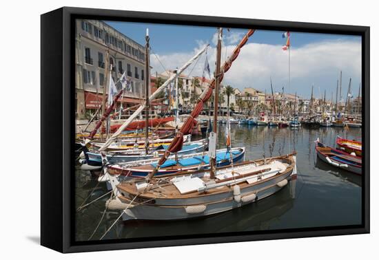 Traditional Fishing Boats Moored in the Harbour at Sanary-Sur-Mer, Provence, France, Europe-Martin Child-Framed Premier Image Canvas