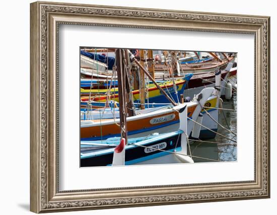 Traditional Fishing Boats Moored in the Harbour at Sanary-Sur-Mer, Provence, France, Europe-Martin Child-Framed Premium Photographic Print