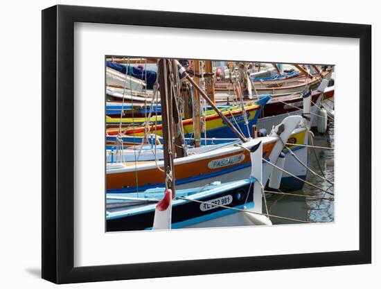 Traditional Fishing Boats Moored in the Harbour at Sanary-Sur-Mer, Provence, France, Europe-Martin Child-Framed Premium Photographic Print