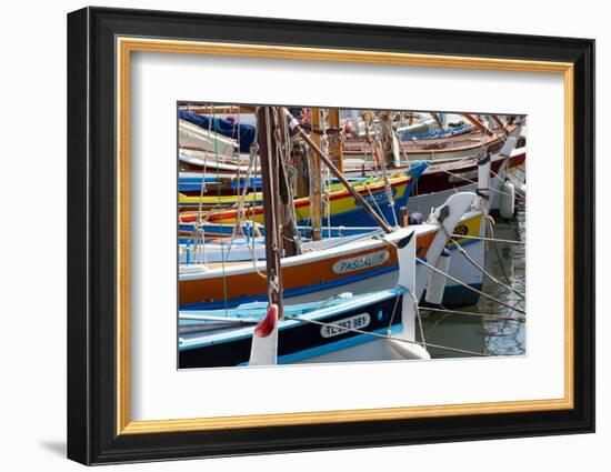 Traditional Fishing Boats Moored in the Harbour at Sanary-Sur-Mer, Provence, France, Europe-Martin Child-Framed Premium Photographic Print