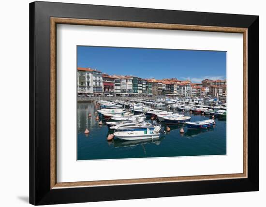 Traditional Fishing Boats Moored in the Harbour in Lekeitio, Basque Country (Euskadi), Spain-Martin Child-Framed Photographic Print