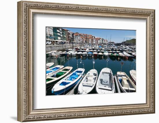 Traditional Fishing Boats Moored in the Harbour in Lekeitio, Basque Country (Euskadi), Spain-Martin Child-Framed Photographic Print