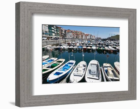 Traditional Fishing Boats Moored in the Harbour in Lekeitio, Basque Country (Euskadi), Spain-Martin Child-Framed Photographic Print