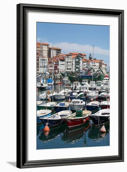 Traditional Fishing Boats Moored in the Harbour in Lekeitio, Basque Country (Euskadi), Spain-Martin Child-Framed Photographic Print