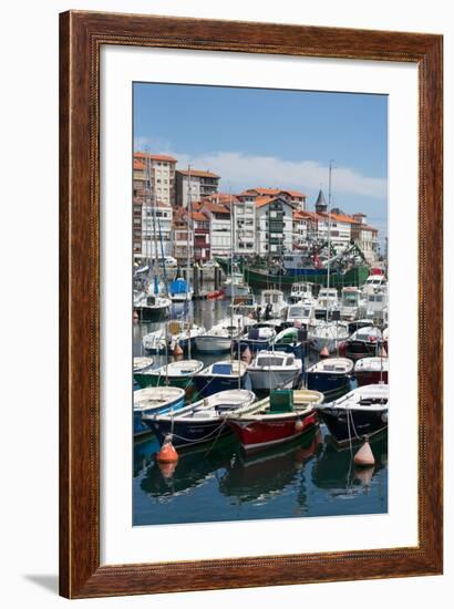 Traditional Fishing Boats Moored in the Harbour in Lekeitio, Basque Country (Euskadi), Spain-Martin Child-Framed Photographic Print