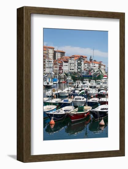 Traditional Fishing Boats Moored in the Harbour in Lekeitio, Basque Country (Euskadi), Spain-Martin Child-Framed Photographic Print